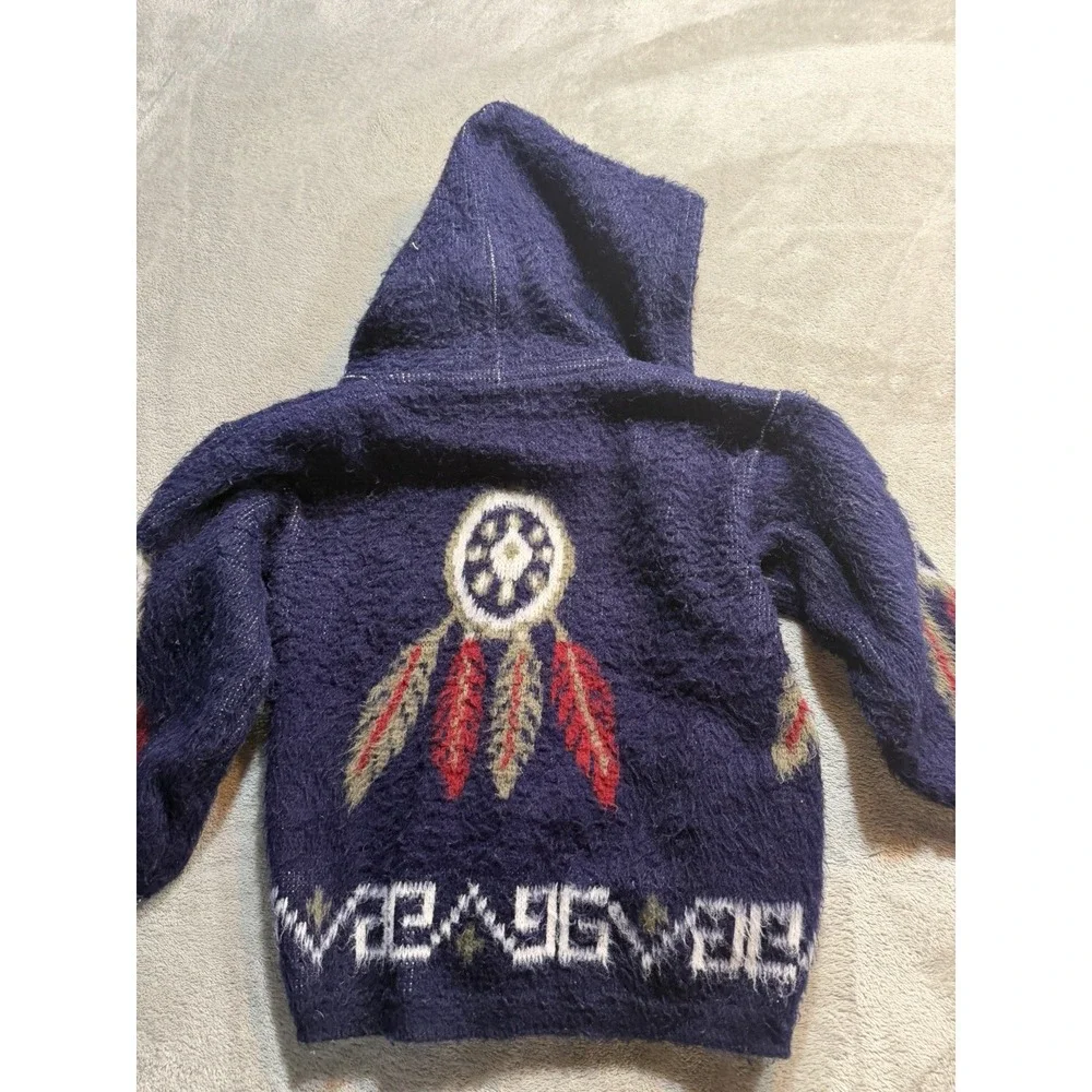Vintage Tejidos Aly Marka 100% Wool Hooded Jacket Kids Size 4 Southwestern